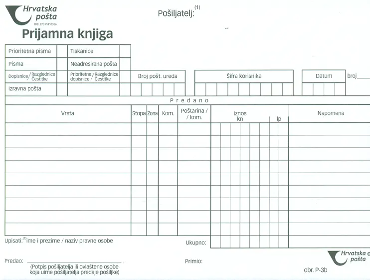 TI.P-3b/DT Prijamna knjiga-list A5 položena