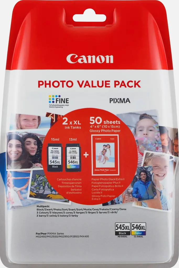 Tinta CANON PG-545XL + CL-546XL Multipack Photo(50 sheets) original