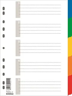 Pregrada plastična A4 brojevi 1-5 listova Donau 7704095PL-99