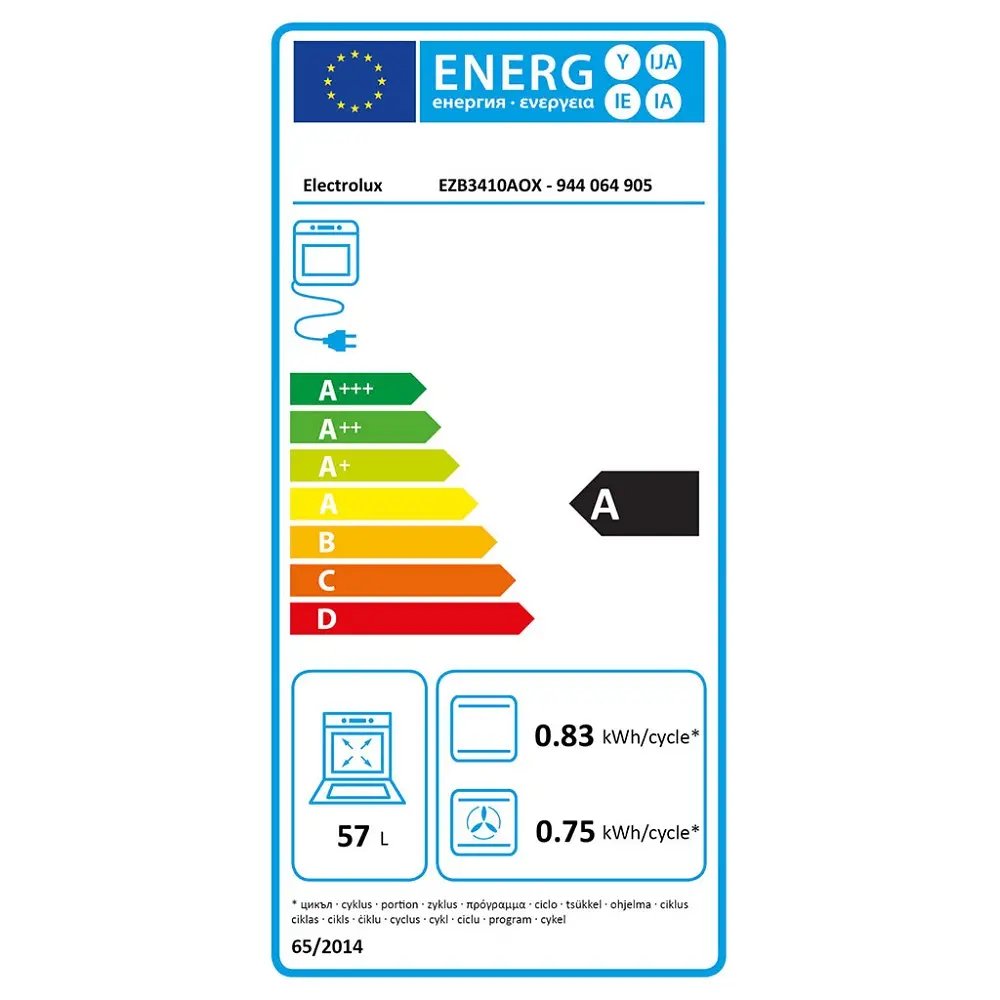 Pećnica ELECTROLUX EZB3410AOX, ugradbena, klasična, 57 L, A, inox