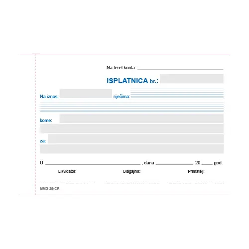 TI.I-2/ncr Isplatnica A6 100 lista MMG svi listovi ncr