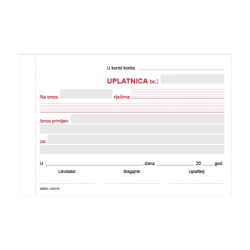 TI.I-1/ncr Uplatnica A6 150 listova MMG svi listovi ncr