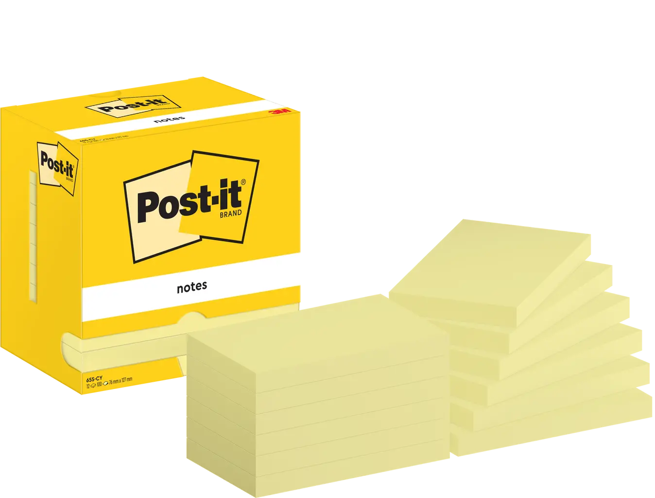 Blok samoljepljivi 127x76mm 100 listova Post-it 3M 655 žuti 12/1