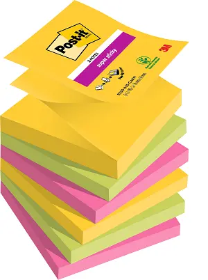 Blok samoljep. 76X76mm 6x90 "Z" listića Post-it 3M R330-6SS Super Stick Carnival