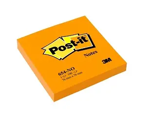 Blok samoljepljivi 76x76mm 100 listova Post-it 3M 654NG neon orange