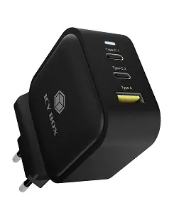 Adapter za napajanje ICY BOX IB-PS103-PD 1xUSB-A 2xUSB-C putni 65W EU UK US