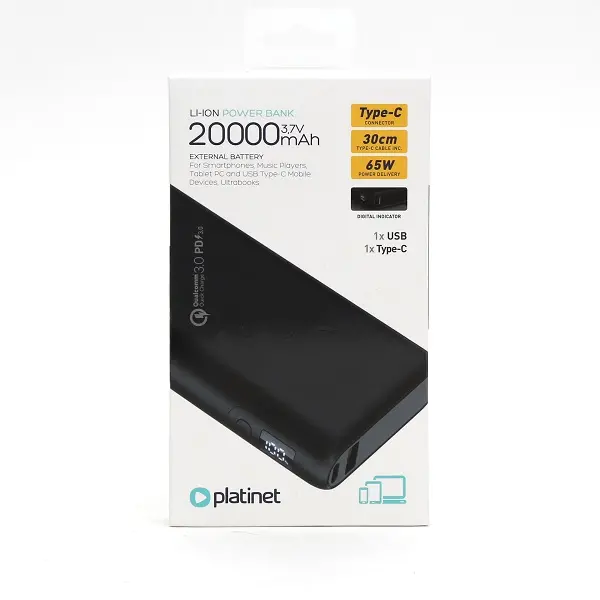 Power Bank 20000mAh PLATINET - PD 65W Quick charge 3.0