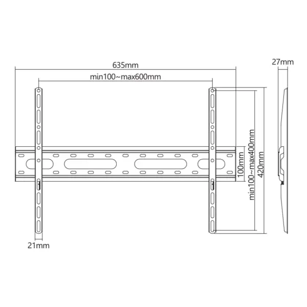 Nosač zidni SBOX PLB-2546F-2 37''-80" 45kg fiksni za LCD televizore