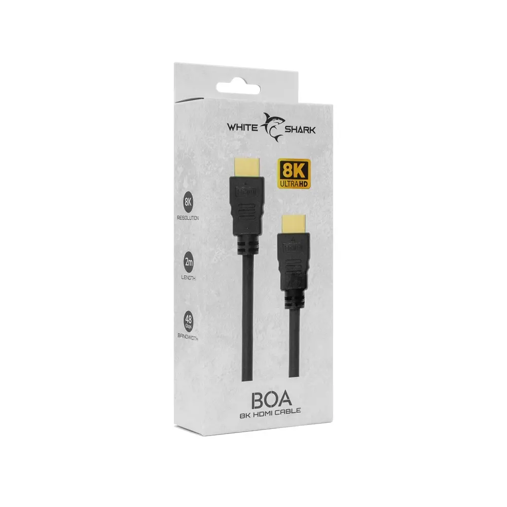 Kabel HDMI tip A-M<=>HDMI tip A-M  2m ultra high speed 2.1 8K@60Hz 4K@120Hz WHITE SHARK