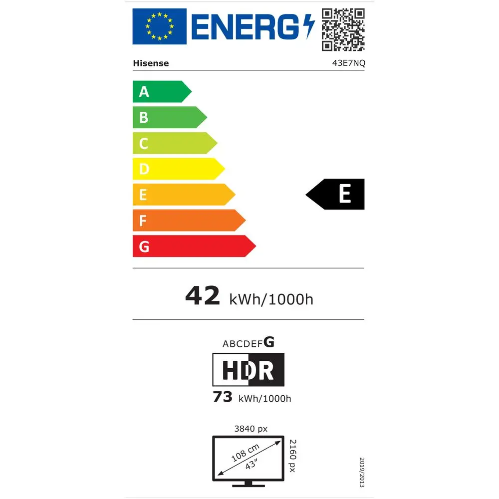 TV HISENSE 43E7NQ, QLED, 43", 108cm, UHD, SMART