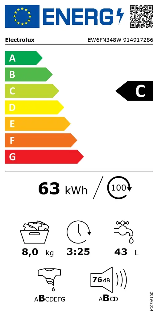 Perilica rublja ELECTROLUX EW6FN348W PerfectCare 600, kapacitet 8 kg, 1400 okretaja