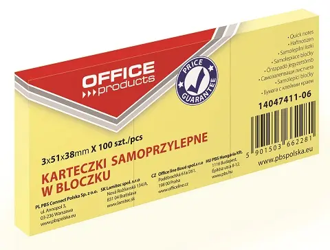 Blok samoljepljivi  38x51mm 3x100 listova Office products žuti