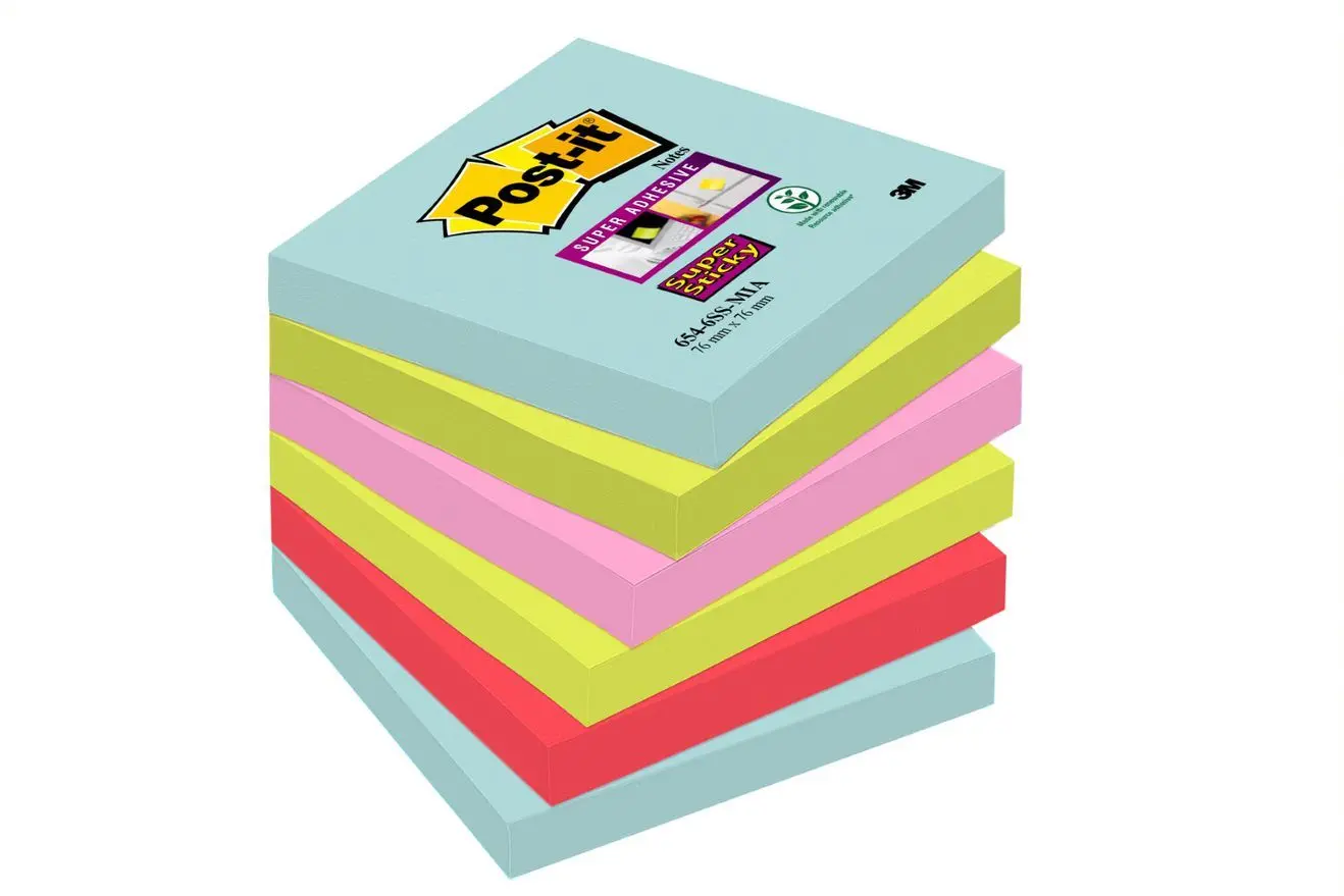 Blok samoljepljivi 76x76mm 6x90 listova Post-it 3M 654 Super Sticky COS