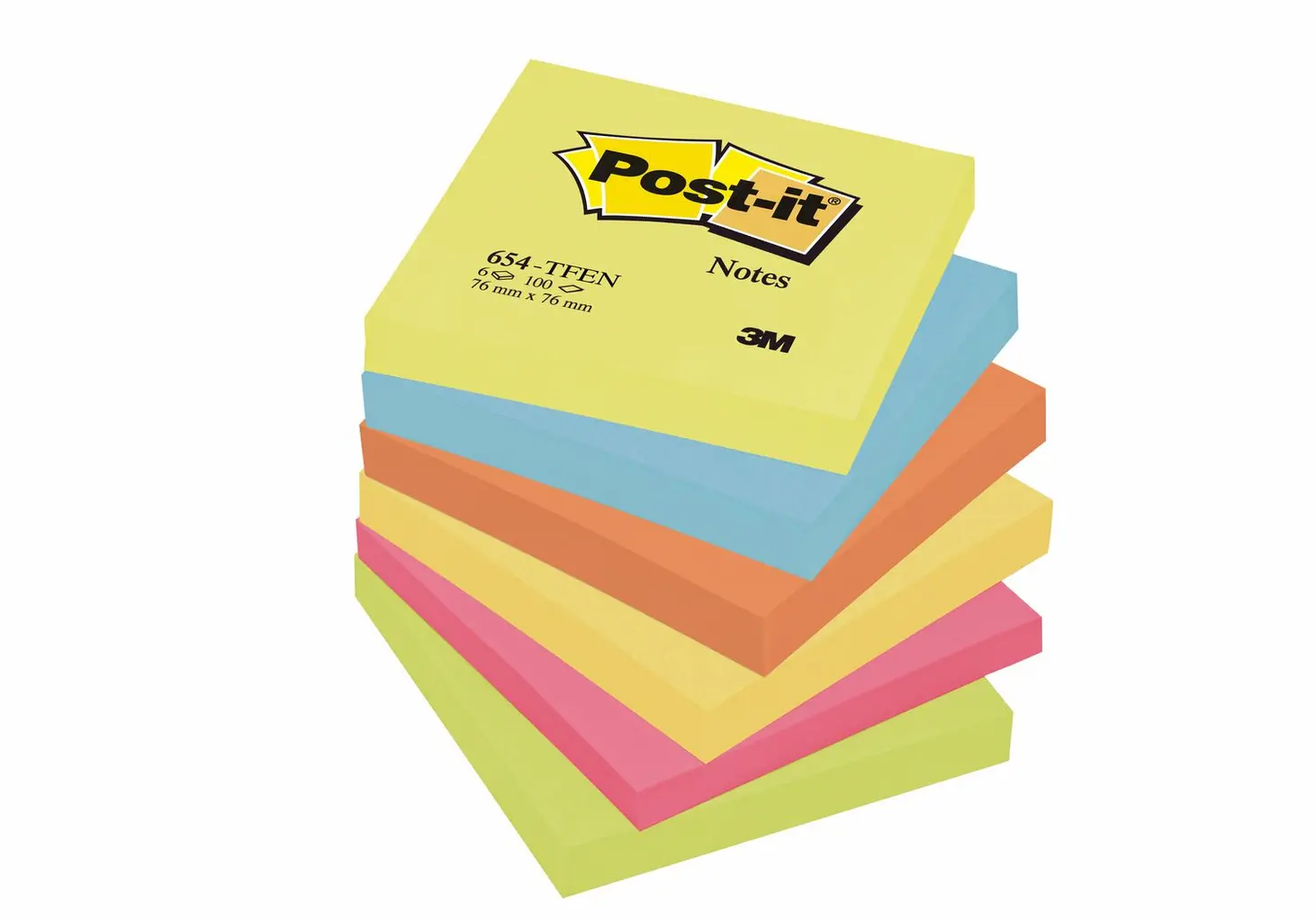 Blok samoljepljivi 76x76mm 6x100 listova Post-it 3M 654 ENERGETIC