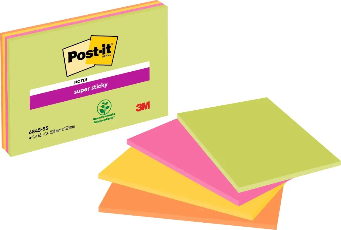 Blok samoljepljivi 203x152mm 180 listova Post-it 3M 6845 Super Sticky