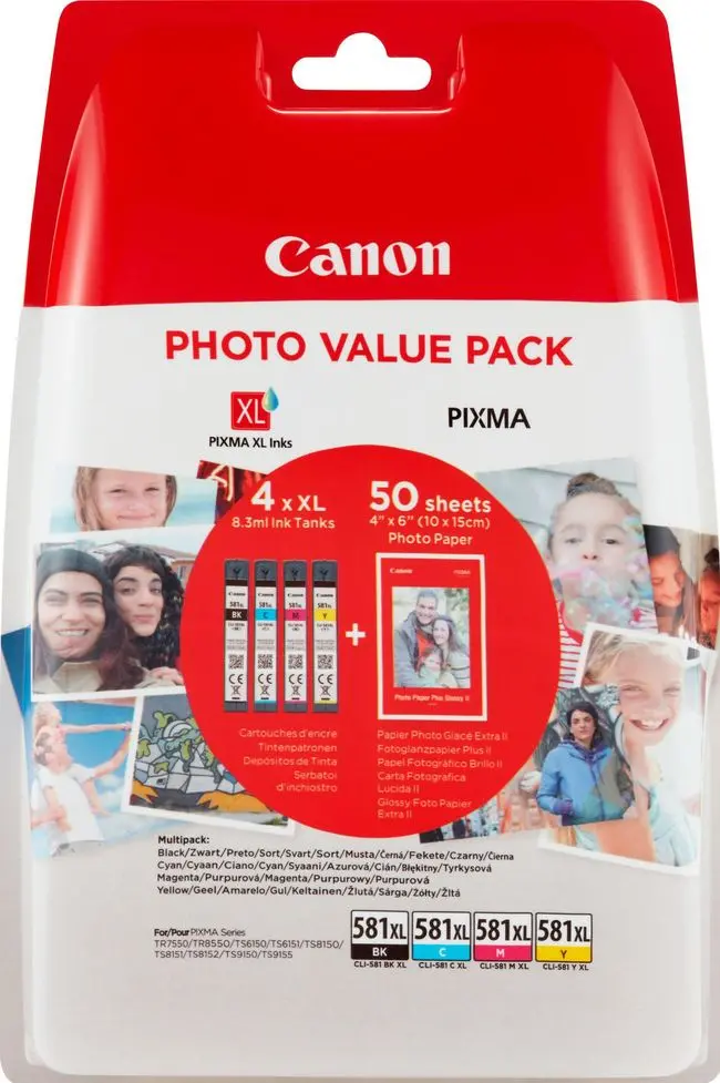 Tinta CANON CLI-581 XL BK+C+M+Y - Photo value pack original