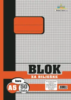 Blok za bilješke A5 karo 50 listova