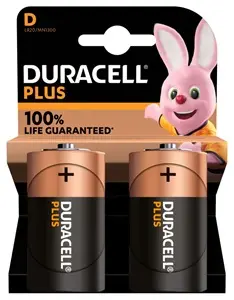 Baterija DURACELL Plus D + 100% extra life 2/1