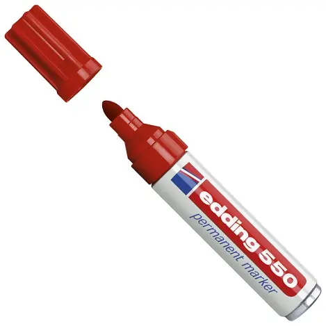 Marker permanentni 3-4mm Edding 550 okrugli vrh crveni