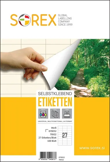 Etiketa  laser/inkjet/copy  70,0x32,0 Sorex 100/1