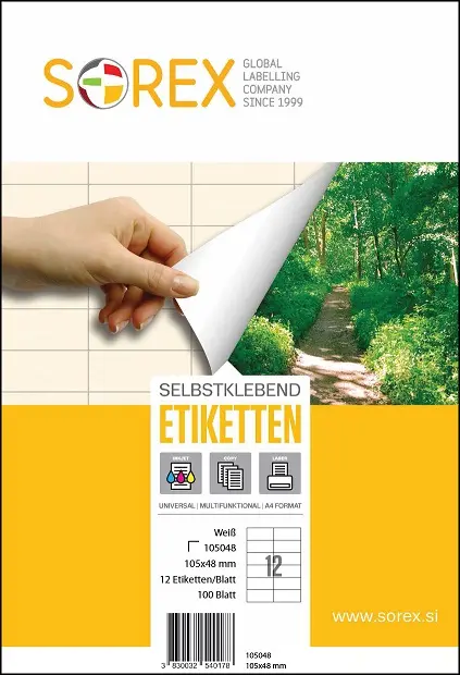 Etiketa  laser/inkjet/copy 105,0x 48,0 Sorex 100/1