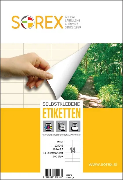 Etiketa  laser/inkjet/copy 105,0x 42,3 Sorex 100/1