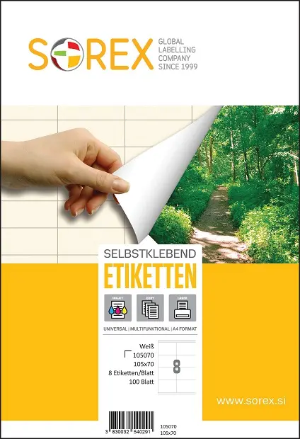 Etiketa  laser/inkjet/copy 105,0x 70,0 Sorex 100/1