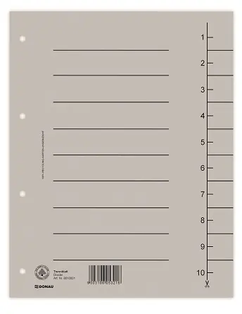 Pregrada kartonska A4 250gr Donau siva 1/1