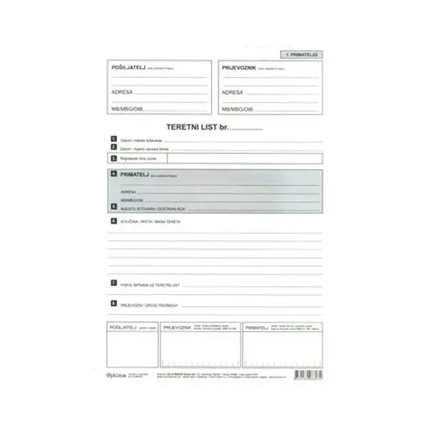 TI.VI-56b/ncr Teretni list A4, 3x33 listova