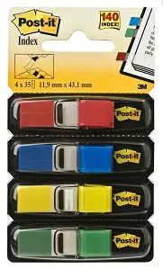 Zastavica 43,1x11,9mm 4x35 listova film poluprozirni Post-it 3M 683-4  4 boje